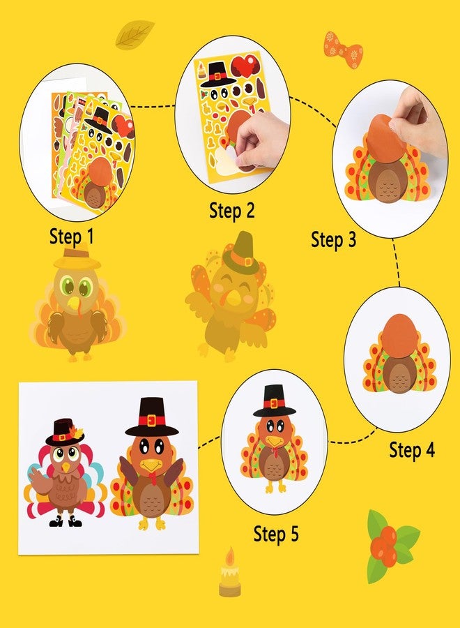 Moon Boat 52pcs Thanksgiving Crafts for Kids, Make-A-Turkey Stickers Party Games/Favors/Supplies(Style 2) - Image 5